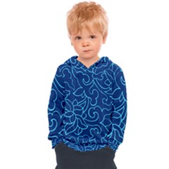 Blue Floral Print Kids  Overhead Hoodie