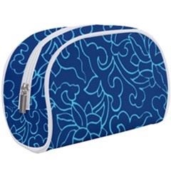 Blue Floral Print Makeup Case (large)