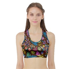 Tropical Print  Sports Bra With Border by designsbymallika