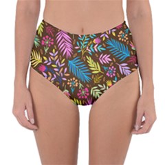 Tropical Print  Reversible High-waist Bikini Bottoms by designsbymallika