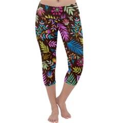 Tropical Print  Capri Yoga Leggings by designsbymallika