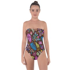 Tropical Print  Tie Back One Piece Swimsuit by designsbymallika