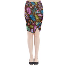 Tropical Print  Midi Wrap Pencil Skirt by designsbymallika