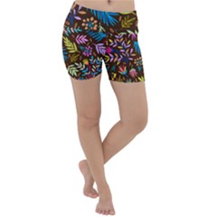 Tropical Print  Lightweight Velour Yoga Shorts by designsbymallika