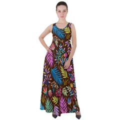 Tropical Print  Empire Waist Velour Maxi Dress by designsbymallika