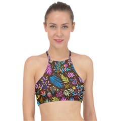 Tropical Print  Racer Front Bikini Top