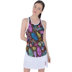 Tropical Print  Racer Back Mesh Tank Top