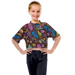 Tropical Print  Kids Mock Neck Tee