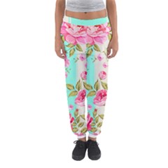 Stripes Floral Print Women s Jogger Sweatpants by designsbymallika