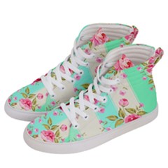 Stripes Floral Print Men s Hi-top Skate Sneakers by designsbymallika