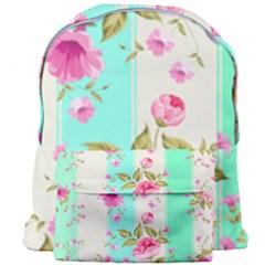 Stripes Floral Print Giant Full Print Backpack by designsbymallika