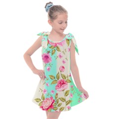 Stripes Floral Print Kids  Tie Up Tunic Dress by designsbymallika