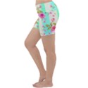 STRIPES FLORAL PRINT Lightweight Velour Yoga Shorts View2