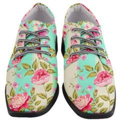 Stripes Floral Print Women Heeled Oxford Shoes