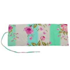 Stripes Floral Print Roll Up Canvas Pencil Holder (s)