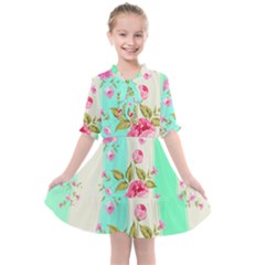 Stripes Floral Print Kids  All Frills Chiffon Dress by designsbymallika