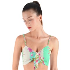 Stripes Floral Print Woven Tie Front Bralet