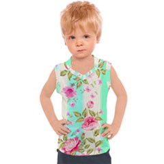 Stripes Floral Print Kids  Sport Tank Top