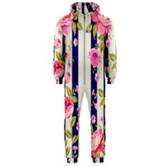 Stripes Floral Print Hooded Jumpsuit (men)  by designsbymallika