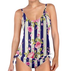 Stripes Floral Print Tankini Set by designsbymallika