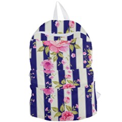 Stripes Floral Print Foldable Lightweight Backpack by designsbymallika