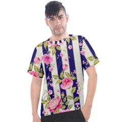 Stripes Floral Print Men s Sport Top