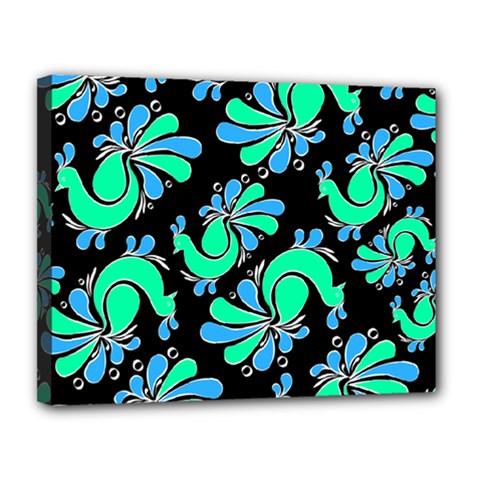 Peacock Pattern Canvas 14  X 11  (stretched) by designsbymallika