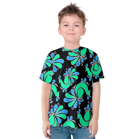 Peacock Pattern Kids  Cotton Tee by designsbymallika