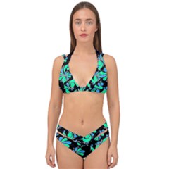 Peacock Pattern Double Strap Halter Bikini Set by designsbymallika