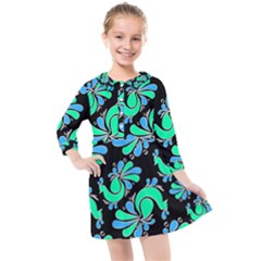 Peacock Pattern Kids  Quarter Sleeve Shirt Dress by designsbymallika