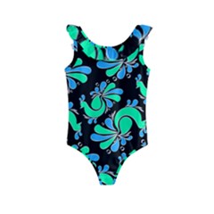 Peacock Pattern Kids  Frill Swimsuit by designsbymallika