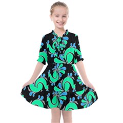 Peacock Pattern Kids  All Frills Chiffon Dress by designsbymallika