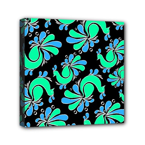 Peacock Pattern Mini Canvas 6  X 6  (stretched) by designsbymallika