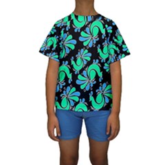 Peacock Pattern Kids  Short Sleeve Swimwear by designsbymallika