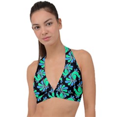 Peacock Pattern Halter Plunge Bikini Top by designsbymallika