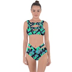 Peacock Pattern Bandaged Up Bikini Set  by designsbymallika