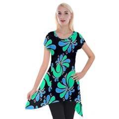 Peacock Pattern Short Sleeve Side Drop Tunic by designsbymallika