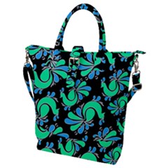 Peacock Pattern Buckle Top Tote Bag