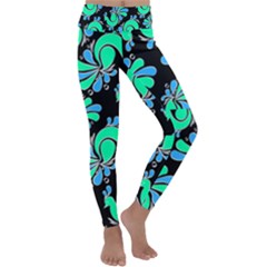 Peacock Pattern Kids  Lightweight Velour Classic Yoga Leggings by designsbymallika