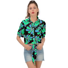 Peacock Pattern Tie Front Shirt  by designsbymallika