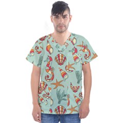 Coral Love Men s V-neck Scrub Top