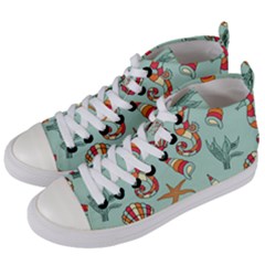 Coral Love Women s Mid-top Canvas Sneakers by designsbymallika