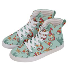 Coral Love Men s Hi-top Skate Sneakers by designsbymallika