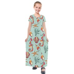 Coral Love Kids  Short Sleeve Maxi Dress by designsbymallika