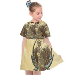 Wonderful Deer With Leaves And Hearts Kids  Sailor Dress by FantasyWorld7