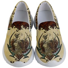 Wonderful Deer With Leaves And Hearts Kids Lightweight Slip Ons by FantasyWorld7