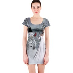 The Wonderful Winter Time Short Sleeve Bodycon Dress by FantasyWorld7