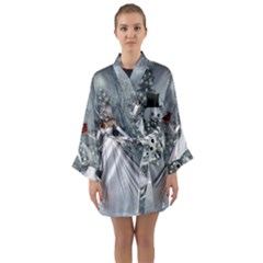 The Wonderful Winter Time Long Sleeve Satin Kimono by FantasyWorld7