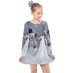 The Wonderful Winter Time Kids  Long Sleeve Dress by FantasyWorld7