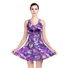 Botanical Violet Print Pattern 2 Reversible Skater Dress by dflcprintsclothing